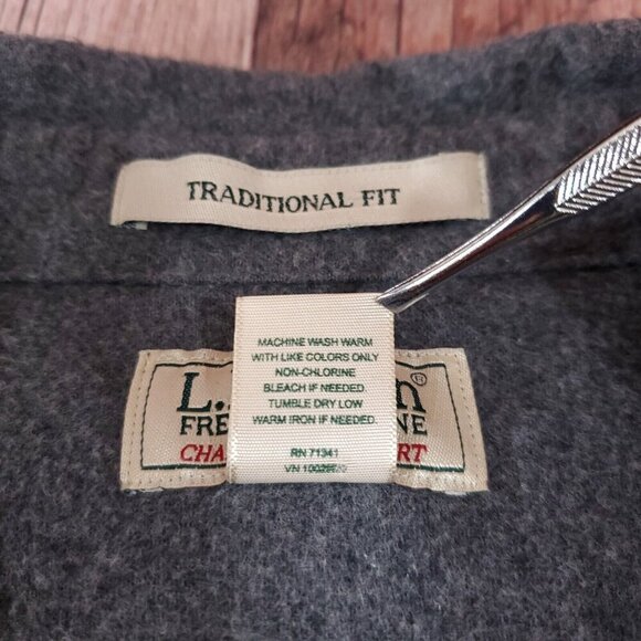 LL Bean Mens Size Large Regular Chamois Cloth Shirt Traditional Fit Gray 187923 - Picture 10 of 15